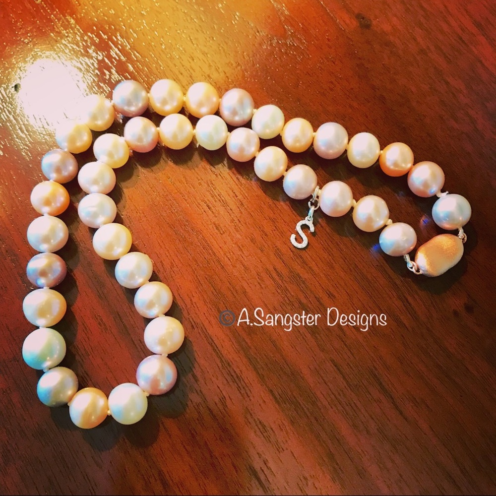 Multi-Colored Cultured Pearls + Diamond “S”